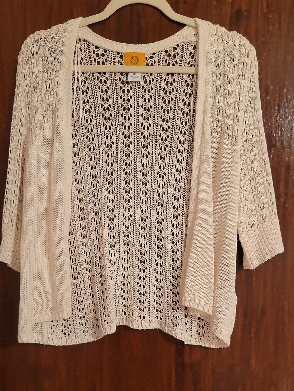 Ruby Rd. Open-Knit Cream Women's Cardigan - Picture 1 of 4